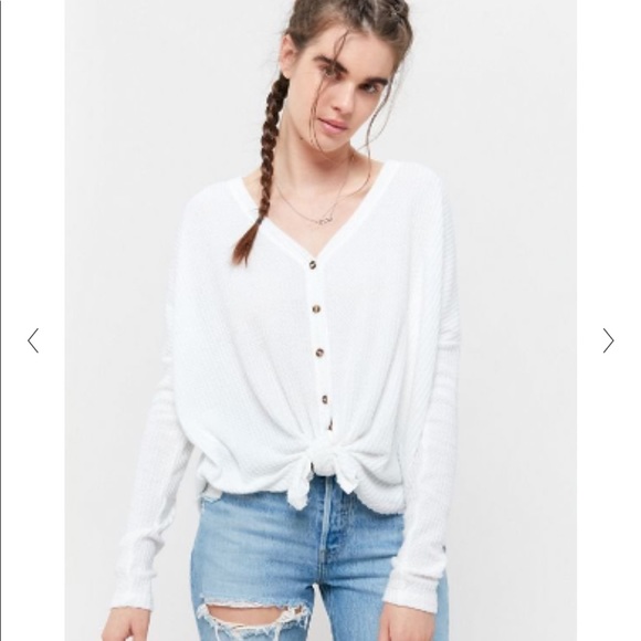 White waffle Henley - Picture 1 of 6